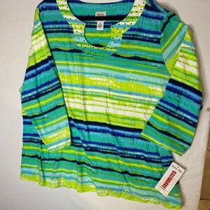 Ruby Rd. Multicolor Top - Green and Blue